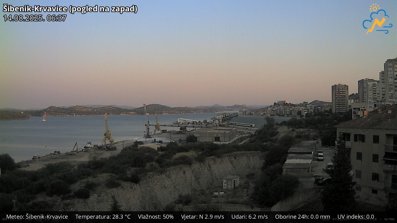 Neverin web kamera Šibenik-Krvavice (pogled na zapad)
